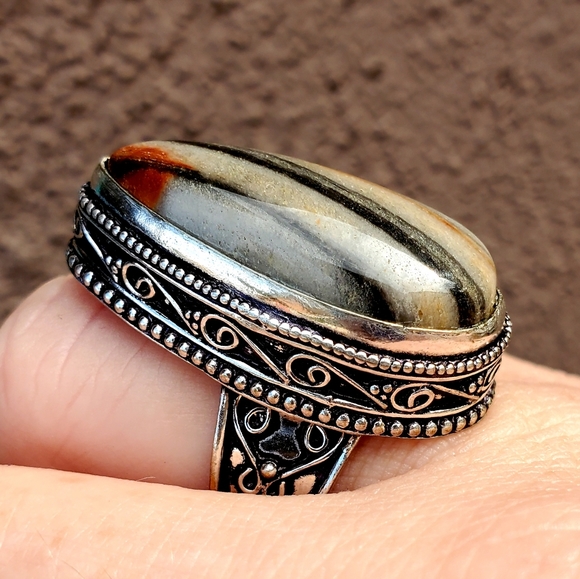 New Amazing Picasso Jasper 925 Silver Ring. - Picture 12 of 14